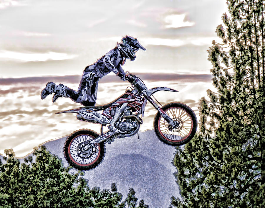 Motorcycle Photograph - Flying 3 Just Hangin On by Lawrence Christopher