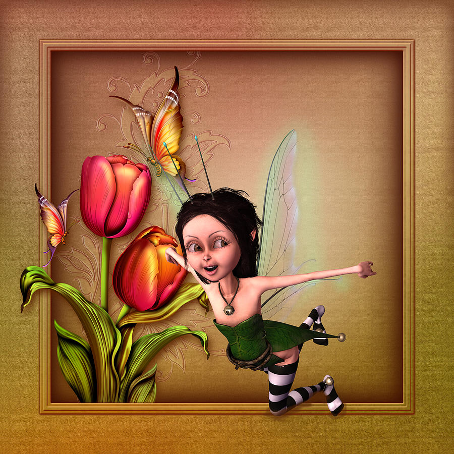 Flying fairy in the garden Digital Art by John Junek