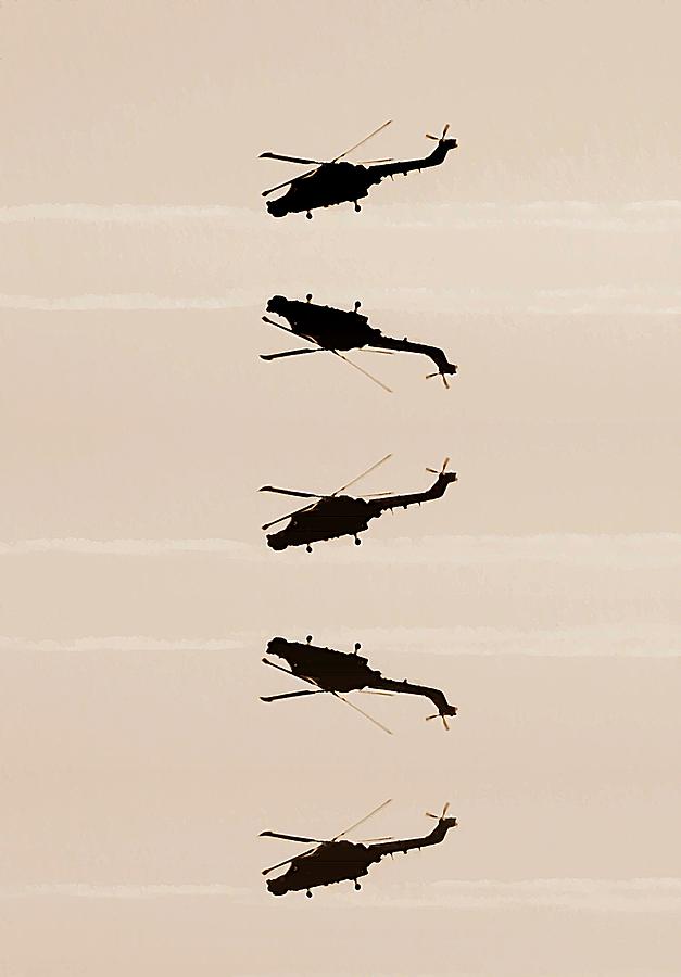 Helicopter Digital Art - Flying high by Sharon Lisa Clarke