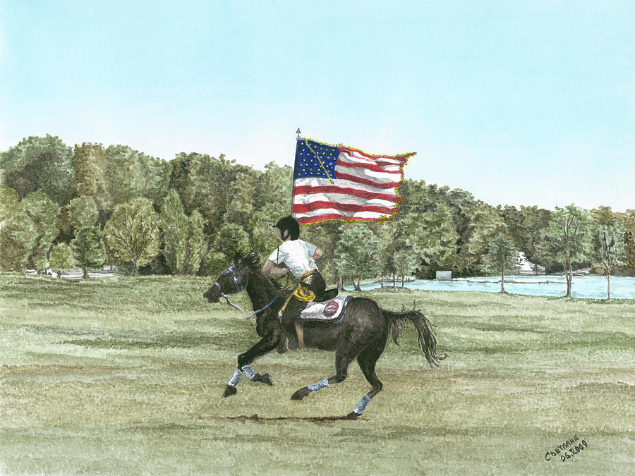Horse Painting - Flying the Colors at a Gallup by Svetlana  Jenkins