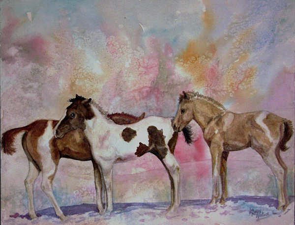 Foal Friends Painting by Leslie Hoops-Wallace