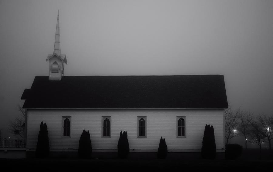 Foggy Church Photograph by Chuck Hildebrandt