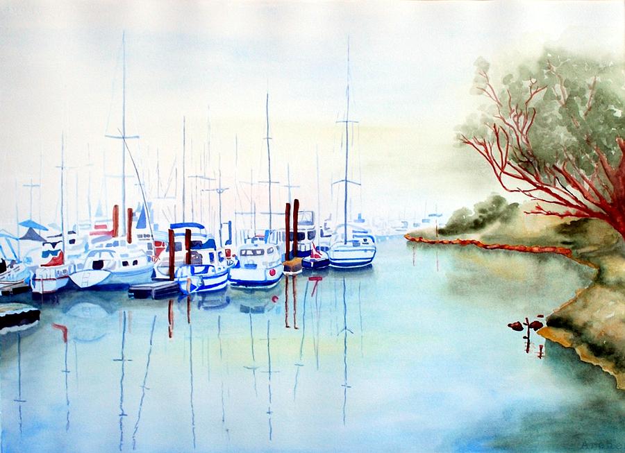 Foggy Day at Moss Landing Painting by Gerald Carpenter