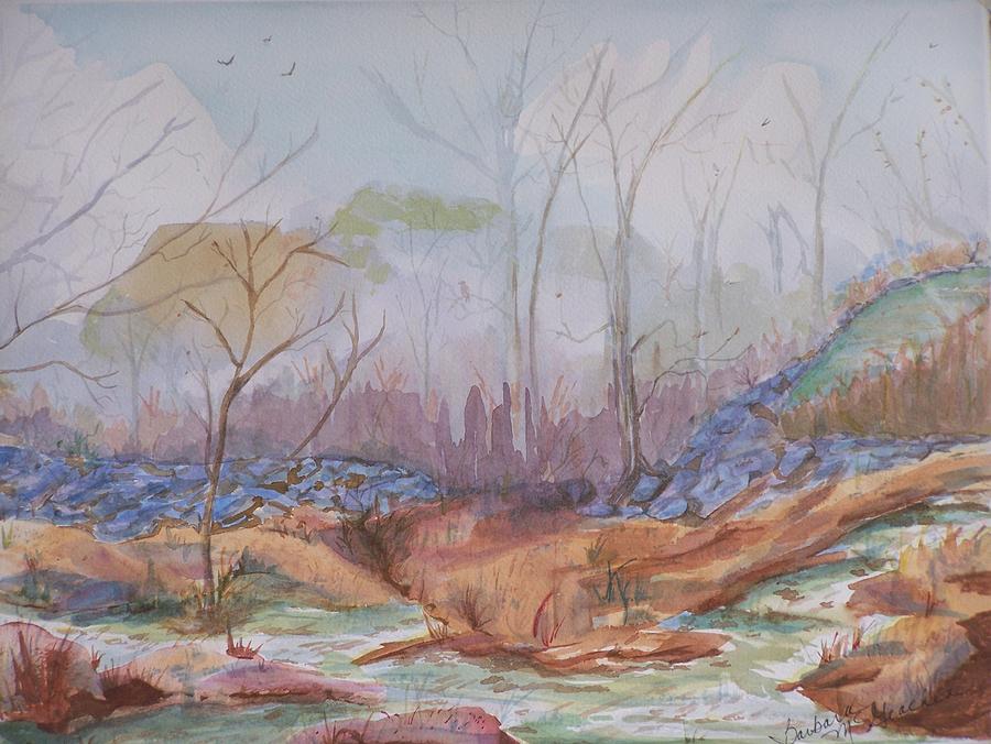 Foggy Fall Morning Painting by Barbara McGeachen