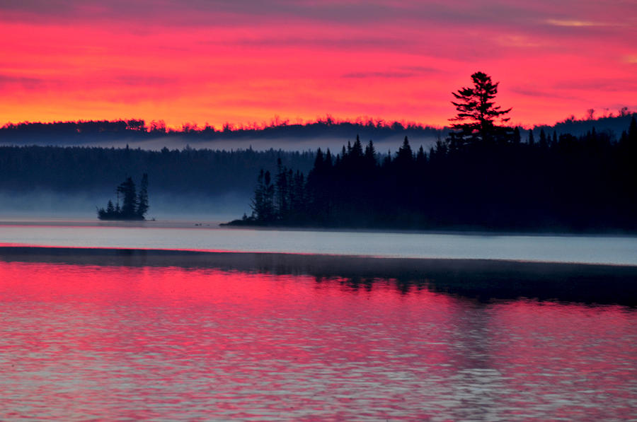 Foggy Fall Sunrise on Lows Lake Photograph by Peter DeFina