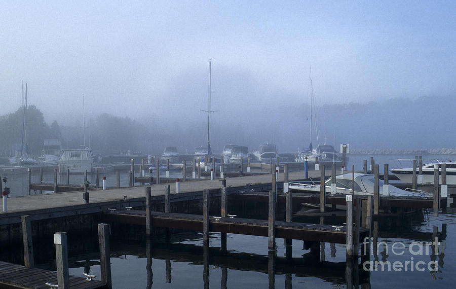 Boat Photograph - Foggy Morning in Door County by Sandra Bronstein