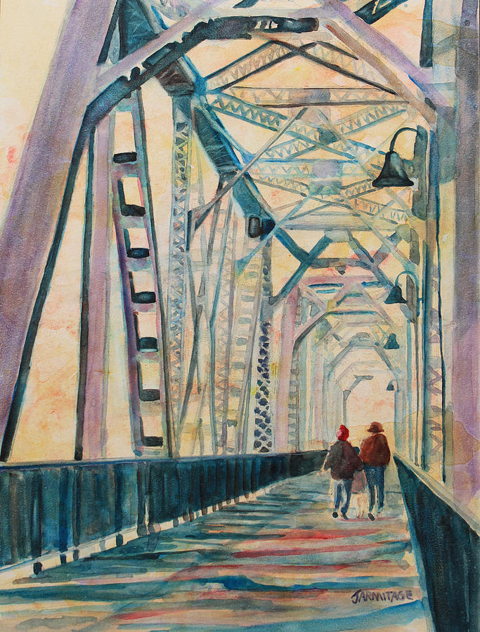 Foggy Morning on the Railway Bridge III Painting by Jenny Armitage