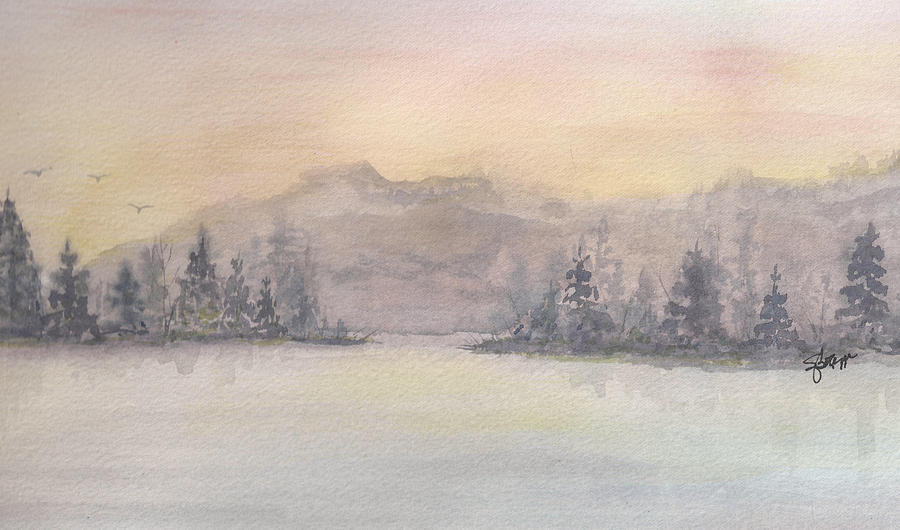 Foggy Mountain Painting by Elise Boam