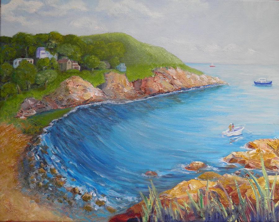Folly Cove Landing Gloucester MA Painting by Sharon Casavant