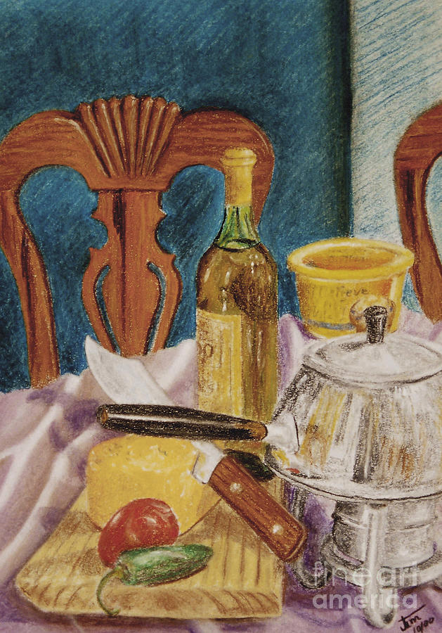 Wine Painting - Fondue a la Mexicana by Jim Barber Hove