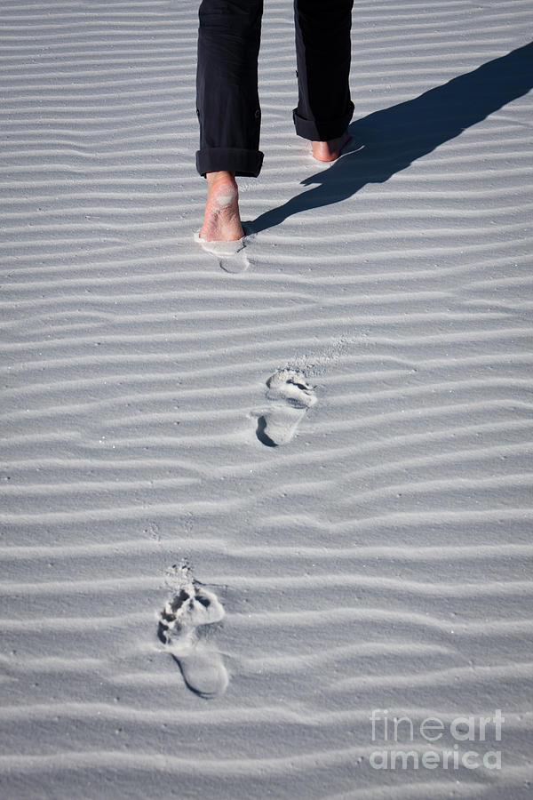 Footprint on white sand Photograph by Olivier Steiner