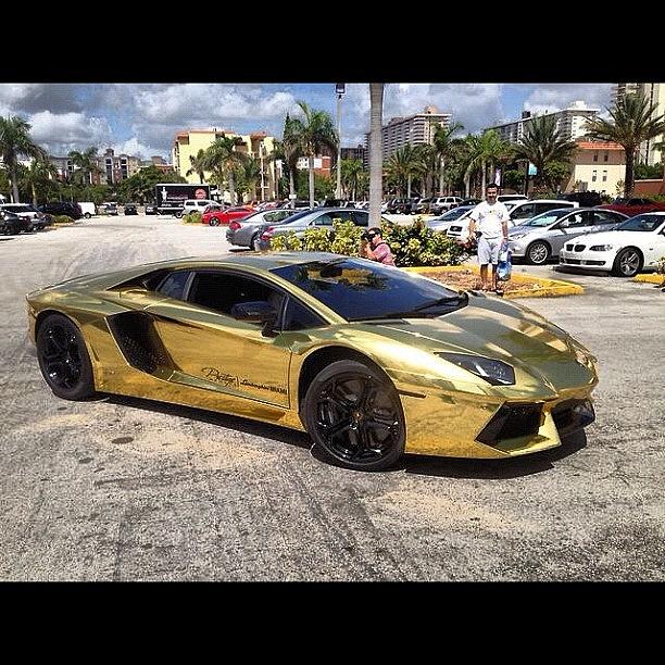 Car Photograph - For My 100th Follower This #goldlambo by Exotic Rides