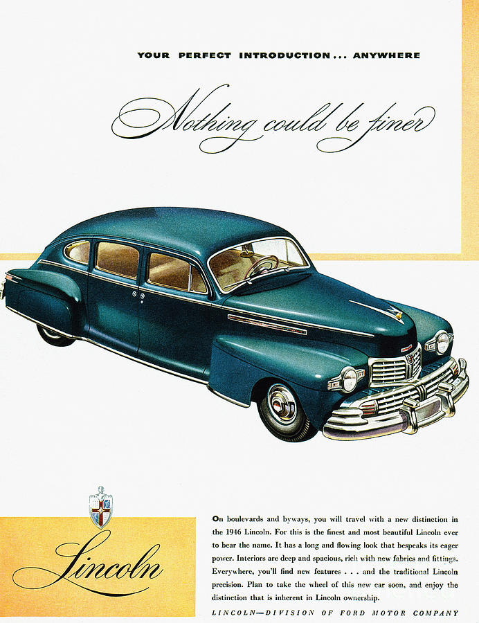 Ford Lincoln Ad, 1946 Photograph by Granger