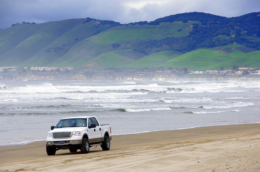 Ford Truck on Beach Photograph by Jeff Lowe