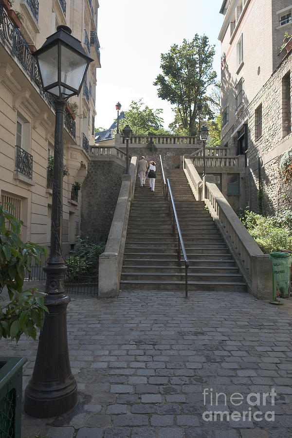 Foreshortening of Montmartre with Street Lamp and Staircase Photograph by Fabrizio Ruggeri