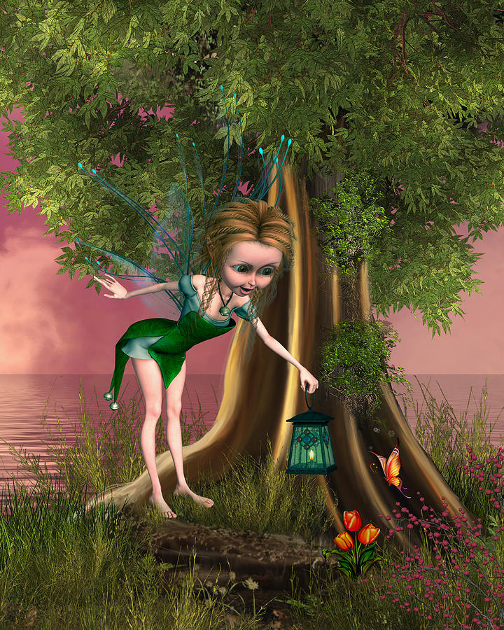 Forest Fairy in the woods Digital Art by John Junek