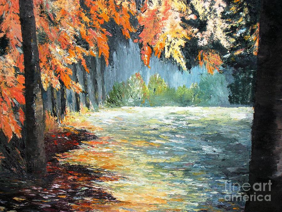 Forest in Fall Painting by Amalia Suruceanu
