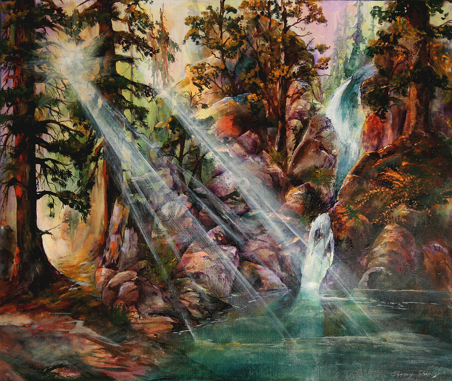 Tree Painting - Forest Light 3 by Sherry Shipley