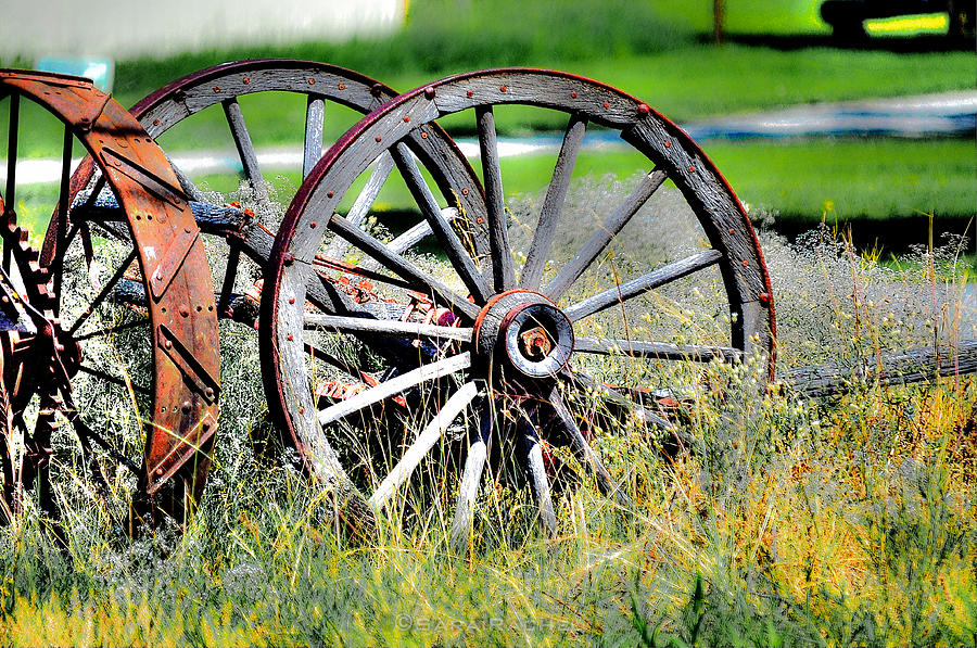 Wagon Photograph - Forgotten Wagon Wheel by Sarai Rachel Wagon Photograph - Forgotten Wagon Wheel by Sarai Rachel