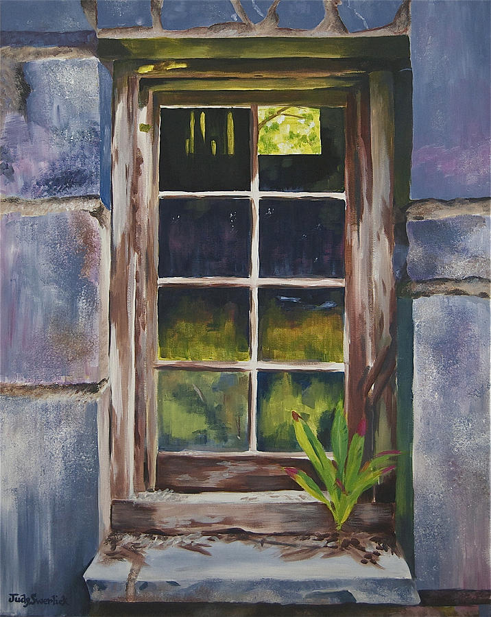 Forgotten Window in North Carolina Painting by Judy Swerlick