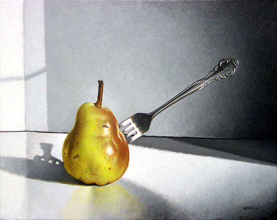 Fork and Pear Painting by Matthew Martelli