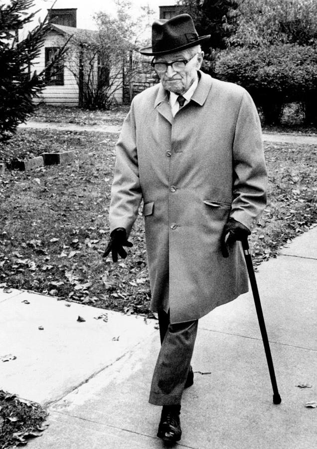 Portrait Photograph - Former President Harry Truman Walks by Everett