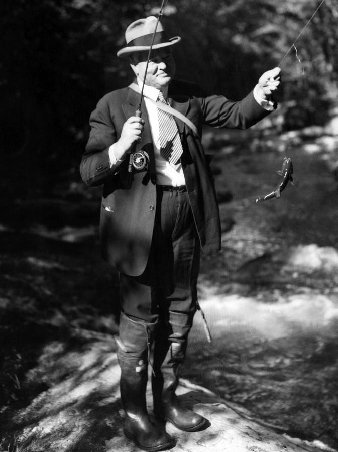 Fish Photograph - Former President Herbert Hoover, Trout by Everett