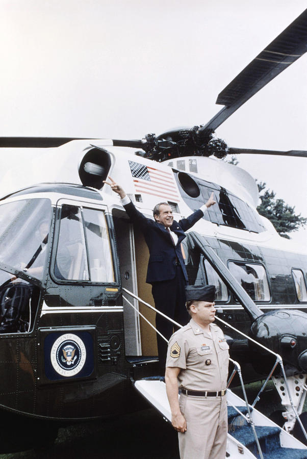 Helicopter Photograph - Former President Richard Nixon Boards by Everett