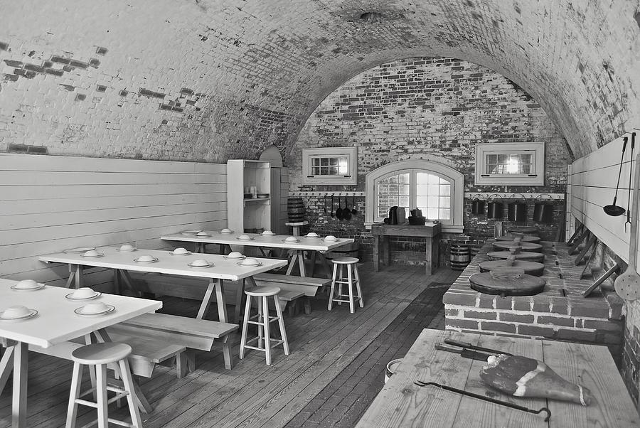 Fort Macon Mess Hall BW 9078 Photograph by Michael Peychich