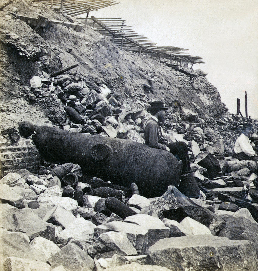 Fort Sumter Civil War debris - c 1865 Photograph by International  Images