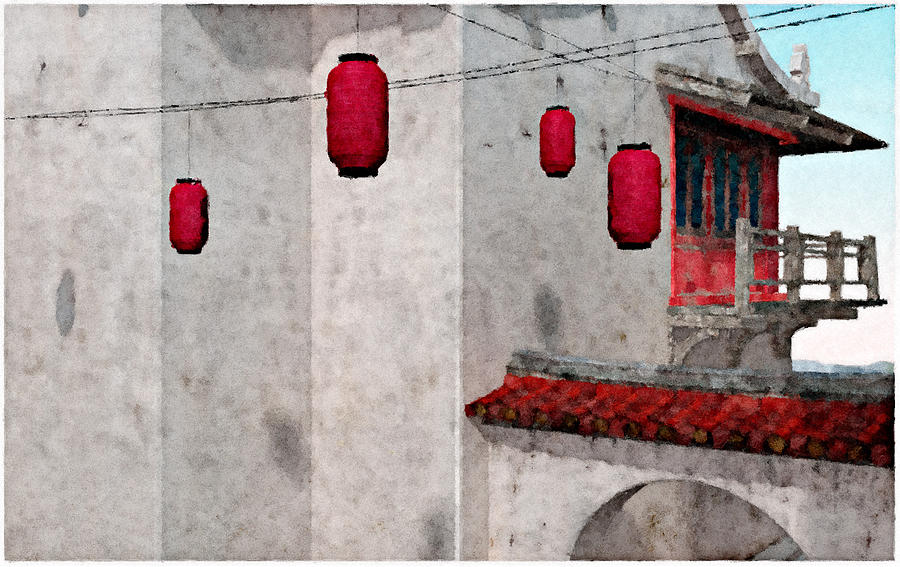 Four Lanterns Painting by Peter J Sucy