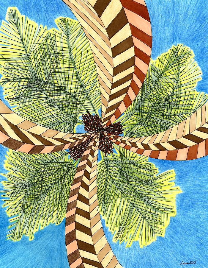 Four Palms Drawing by Lesa Weller