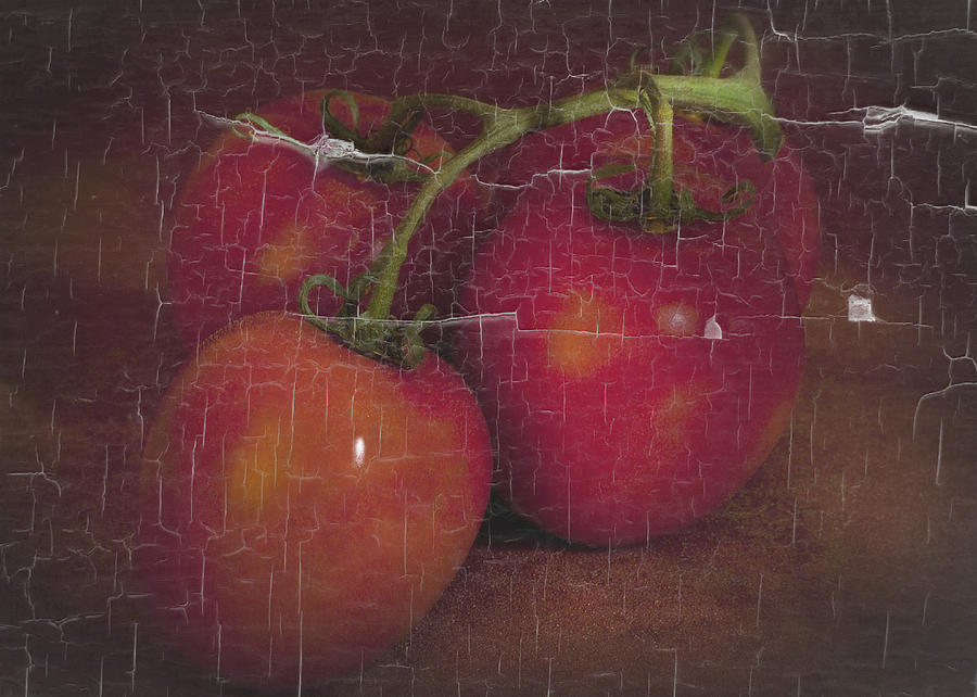 Four Tomatoes Crackle Photograph by James Bethanis