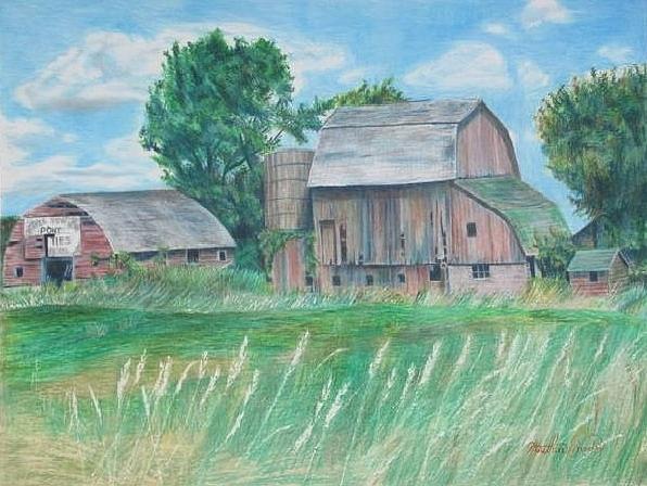 Barn Drawing - Fowlerville Pony Barns by Matthew Handy