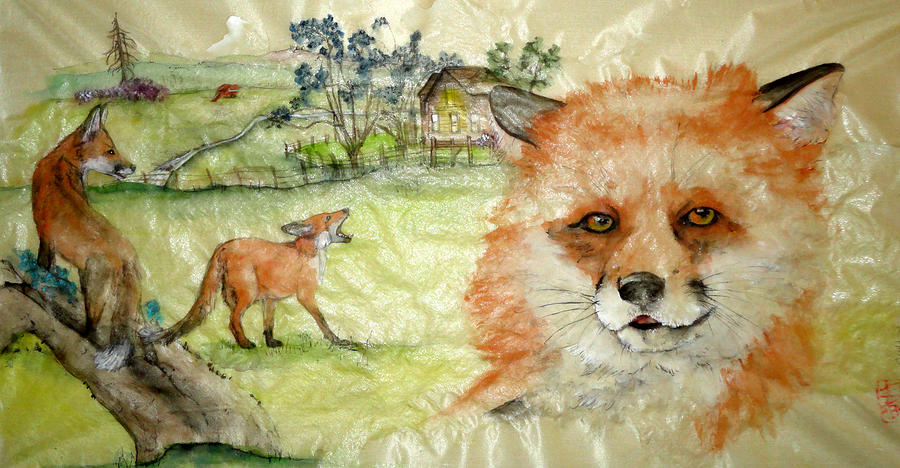 Fox Fun Painting by Debbi Saccomanno Chan