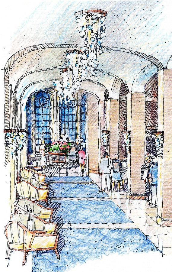 Foyer Drawing by Andrew Drozdowicz