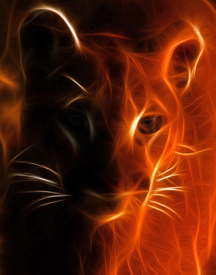 Fractal Cougar Digital Art by Wade Aiken