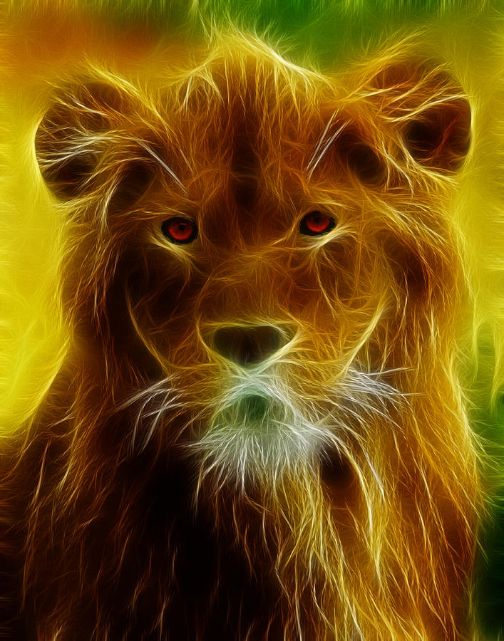 Fractal Lion Digital Art by Wade Aiken