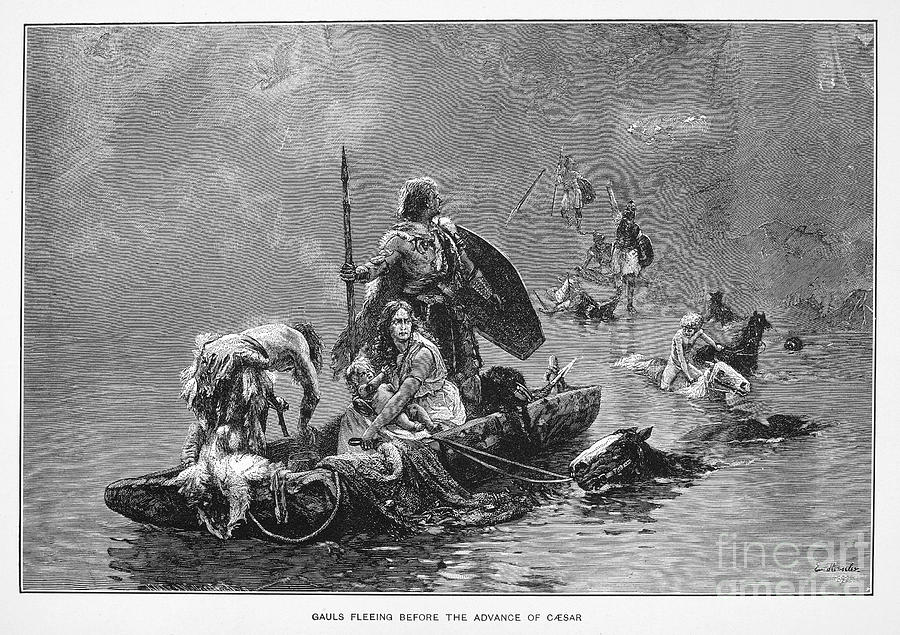 Transportation Photograph - France: Gauls Fleeing by Granger