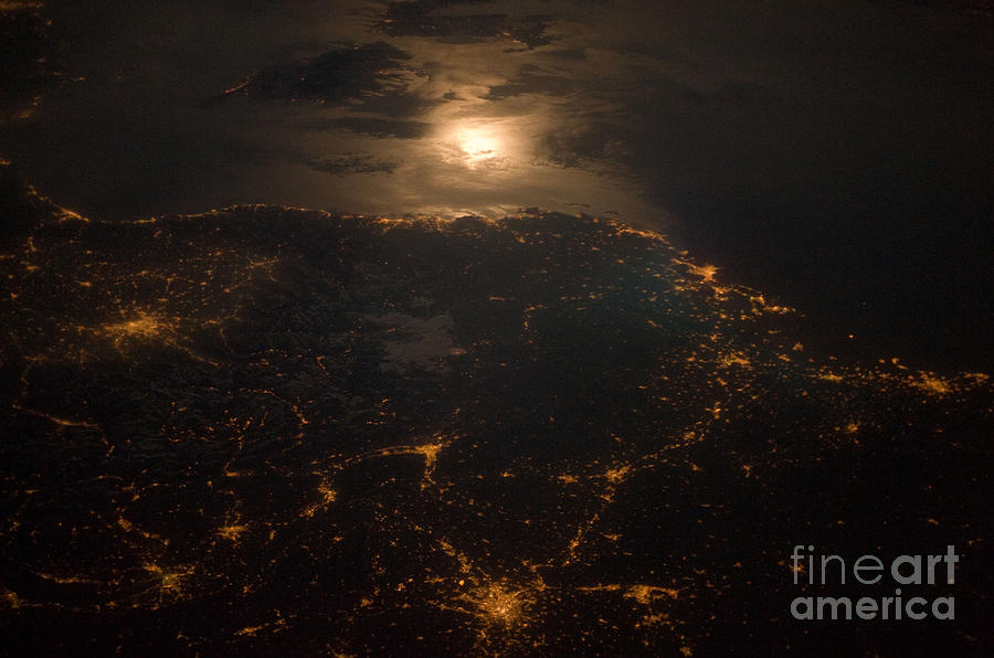 France-italy Border At Night Photograph by NASA/Science Source
