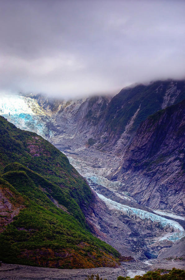 Franz Josef Glacier in the Mist Photograph by Harry Strharsky