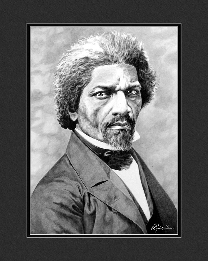 Frederick Douglass With Digital Mat Drawing By Elizabeth Scism