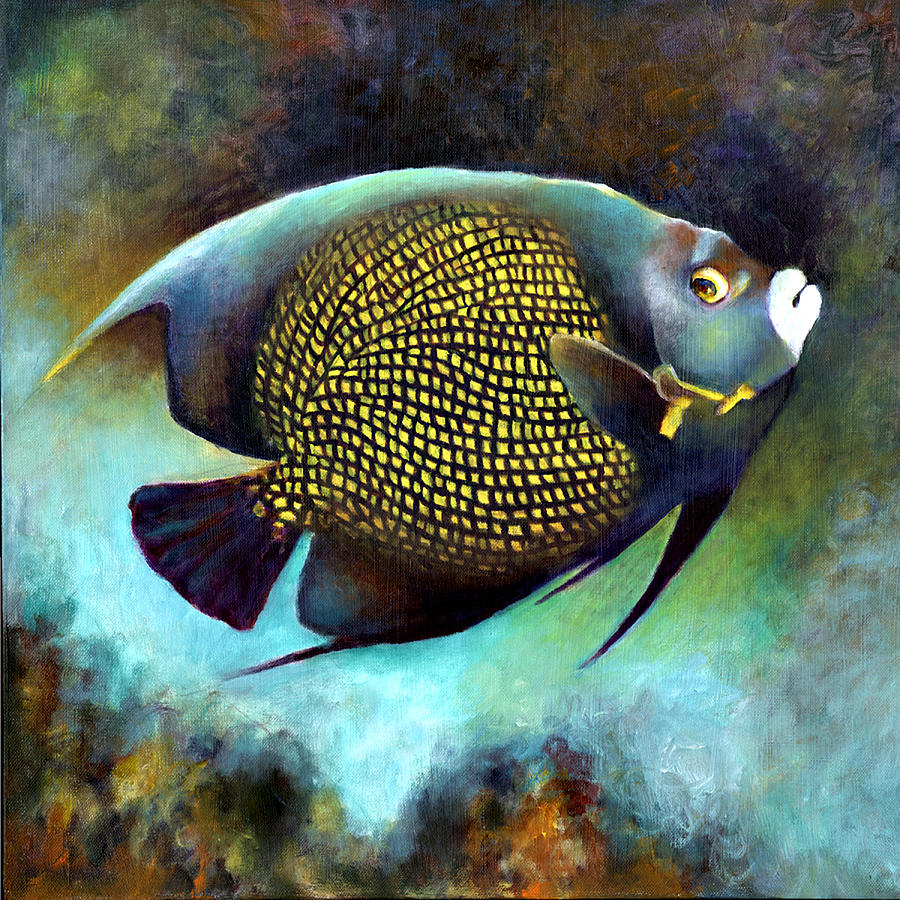 French Angelfish Painting by Nancy Tilles
