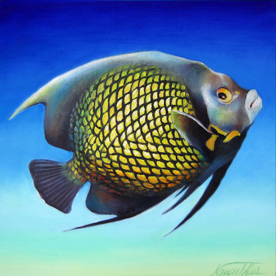 French Angelfish with Attitude Painting by Nancy Tilles