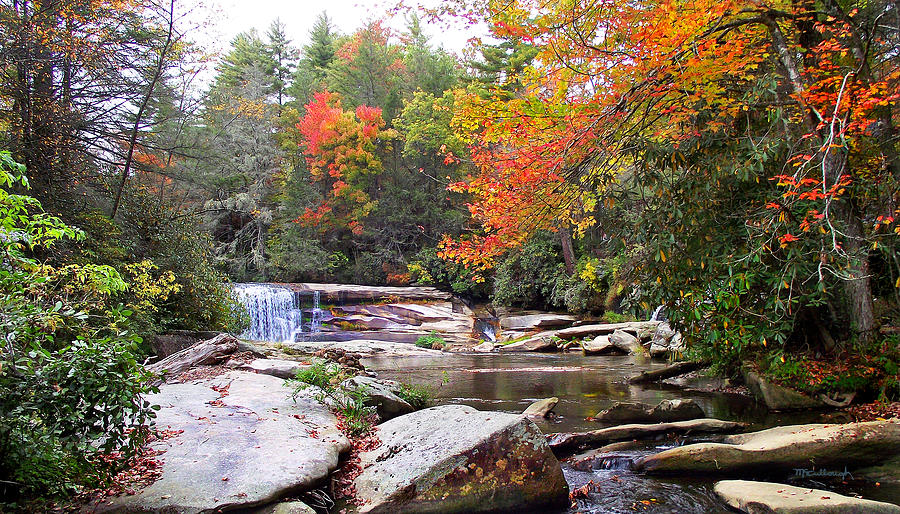French Broad Waterfall in the Fall 2 near Balsam Grove NC Photograph by Duane McCullough