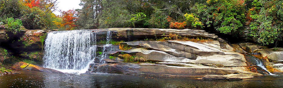 French Broad Waterfall in the Fall 3 near Balsam Grove NC Photograph by Duane McCullough