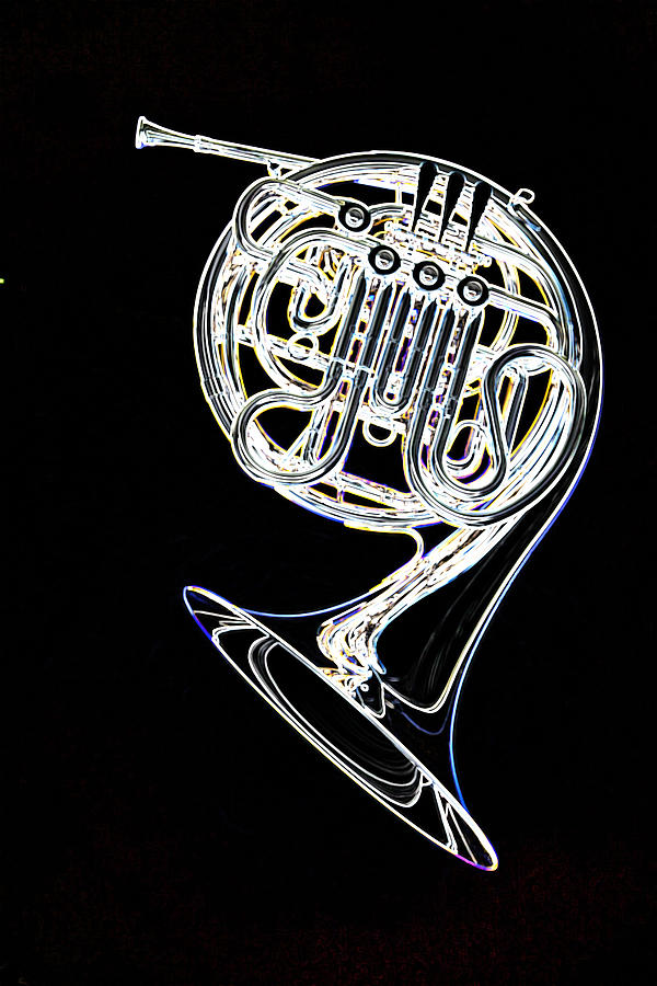 French Horn Color Photo Drawing Photograph by M K Miller