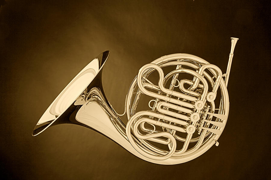 French Horn In Antique Sepia Photograph by M K Miller