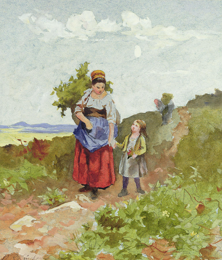 Daniel Ridgway Knight Painting - French Peasants on a Path by Daniel Ridgway Knight