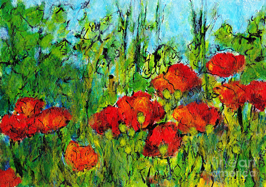 France Painting - French Poppies No 4 by Jackie Sherwood